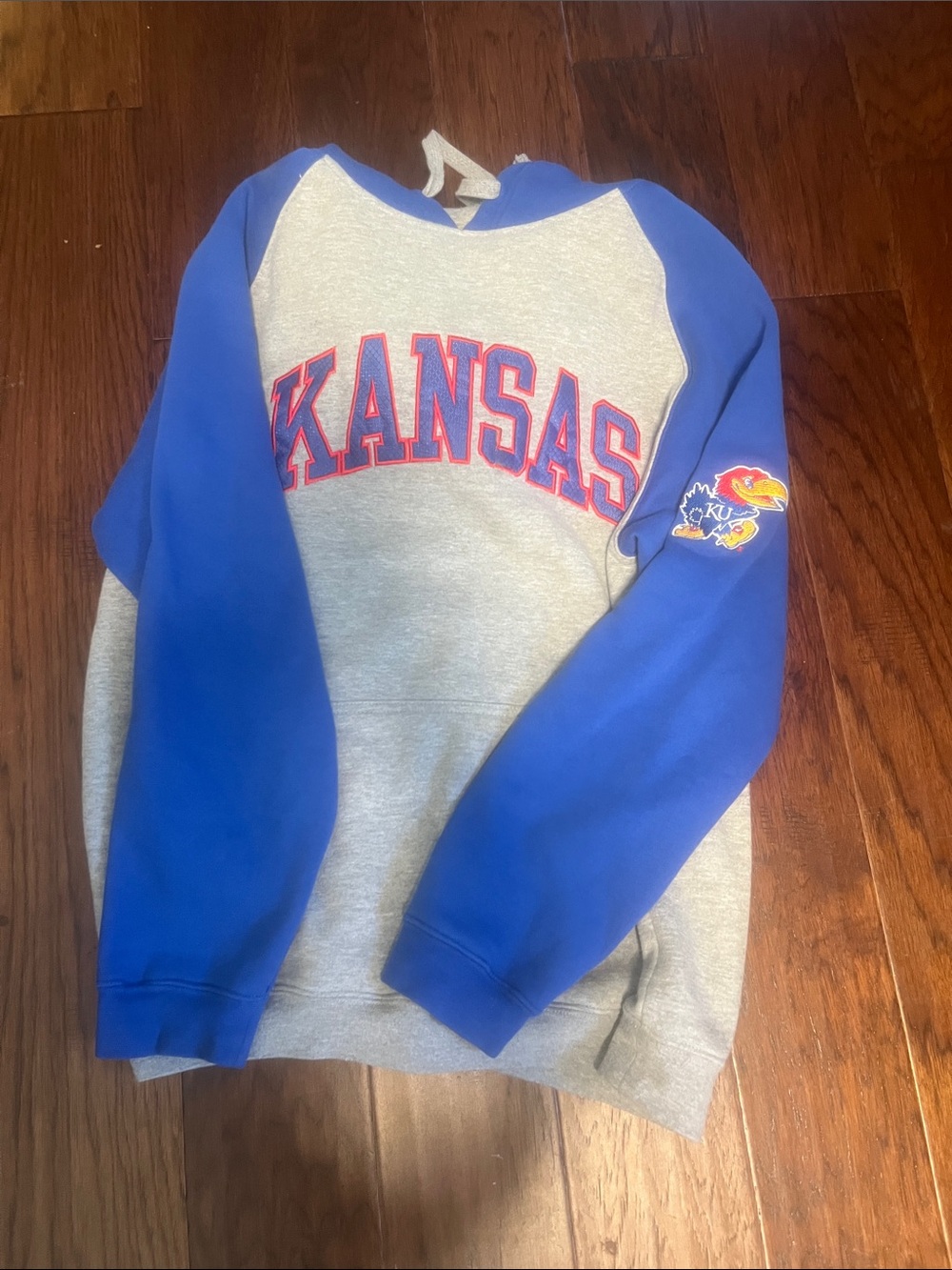 Kansas JawHawk Hoodie- Gray & Blue